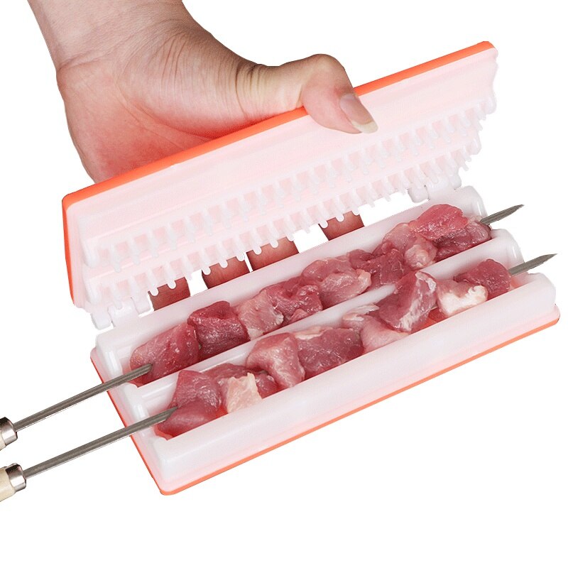 Portable Meat Grill Skewer Box BBQ Tool Meat Grill Skewer Barbecue Grill Needle Box String Shish Beef Mutton Kebab Skewers Maker