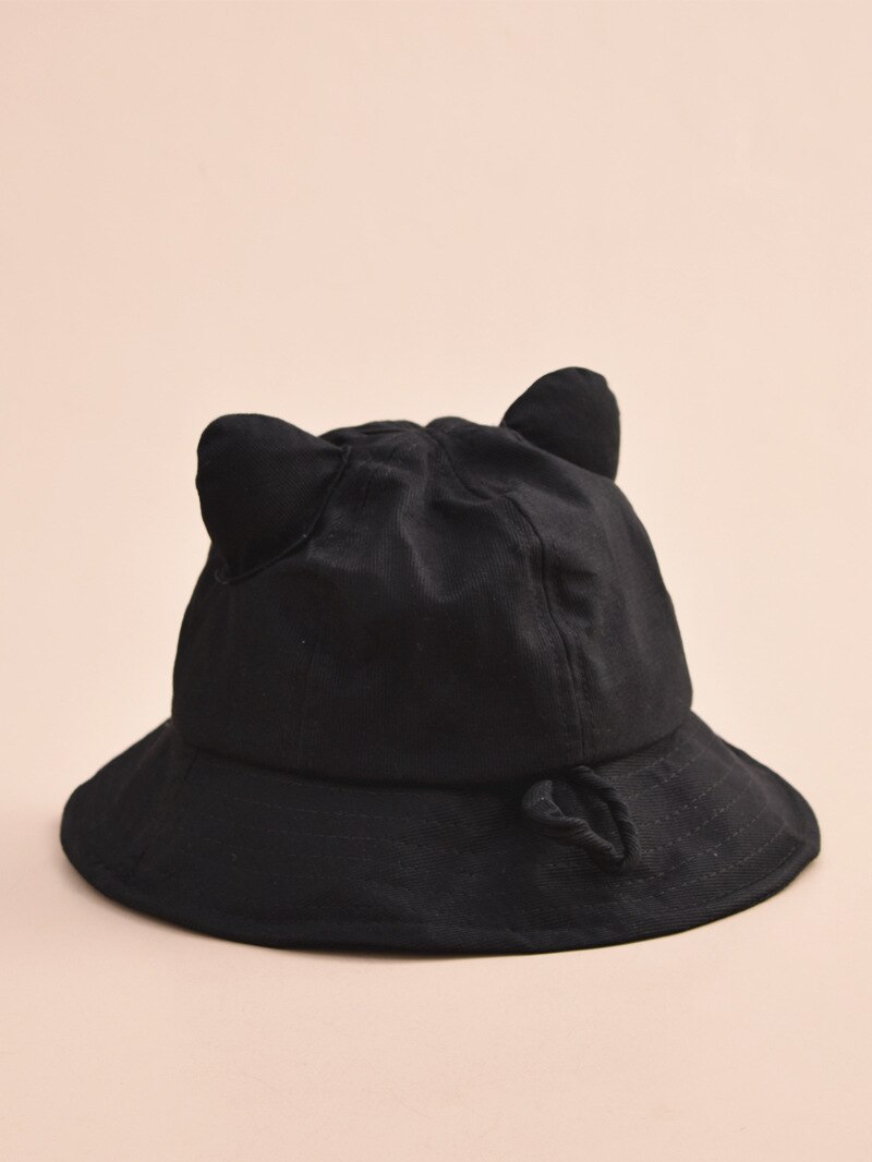 Cute Cat Women Bucket Hat Panama Lady Flat Hat Cap Top Sun Hat Summer Hip Hop Cap Bob Fisherman Chapeau Femme Travel Cap: Black