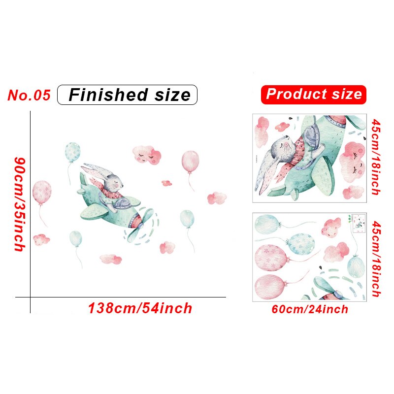 10 styles Cartoon Airplane Wall Stickers for Children Bedroom Kids room Wall Decor Nursery Wall Decoration PVC Sticker: No.05