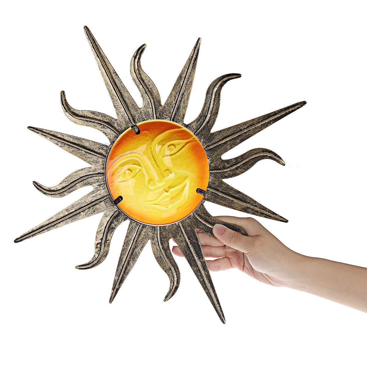 Hage metall sol veggdekorasjon med glass til hagedekorasjon utendørspynt og hage dekorasjon miniatyrer statuer
