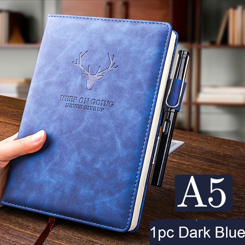 360 Pages Thick A5 B5 Journal Notebook Daily Business Office Work Notebook Simple Thick College Office Diary School Supplies: A5 Dark Blue