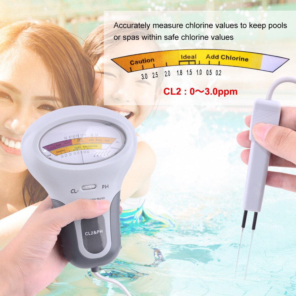 2 In 1 Chlorine Water Tester Water Tester Portable Home Swimming Pool Spa Aquarium PH Meter Test Monitor Checker