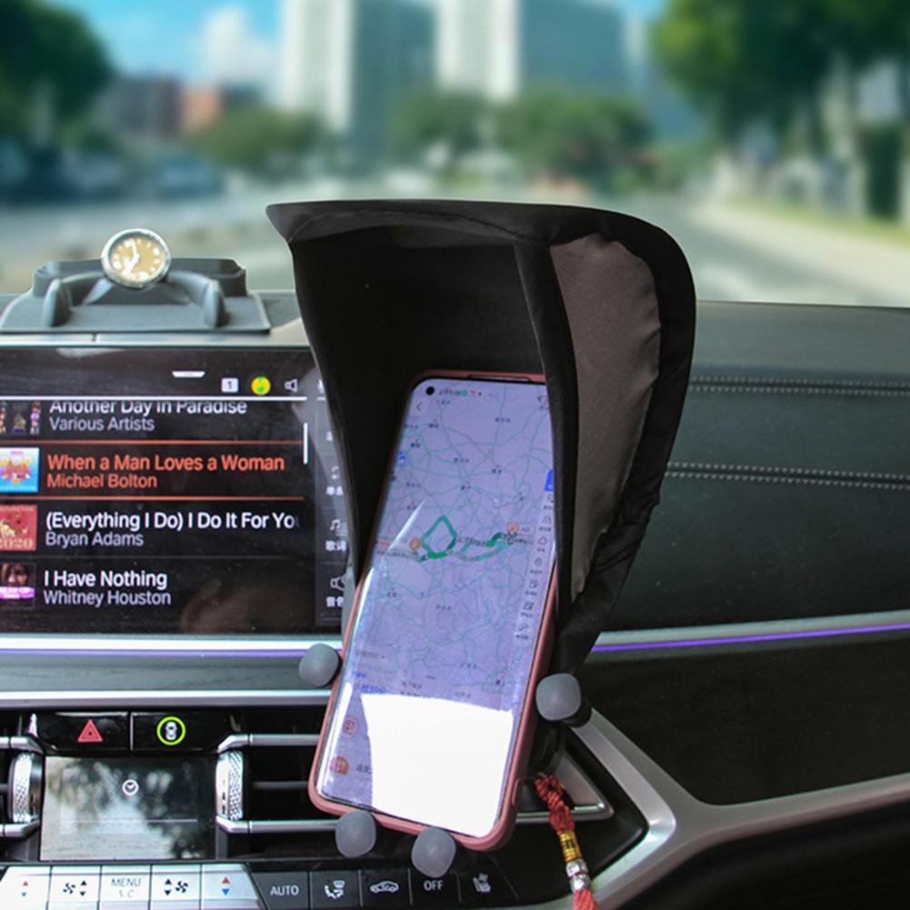 Parasol para teléfono móvil, lluvia, sol, soporte para teléfono de coche Chapado en plata, paraguas, protector térmico UV, soporte para sombra de teléfono para motocicleta