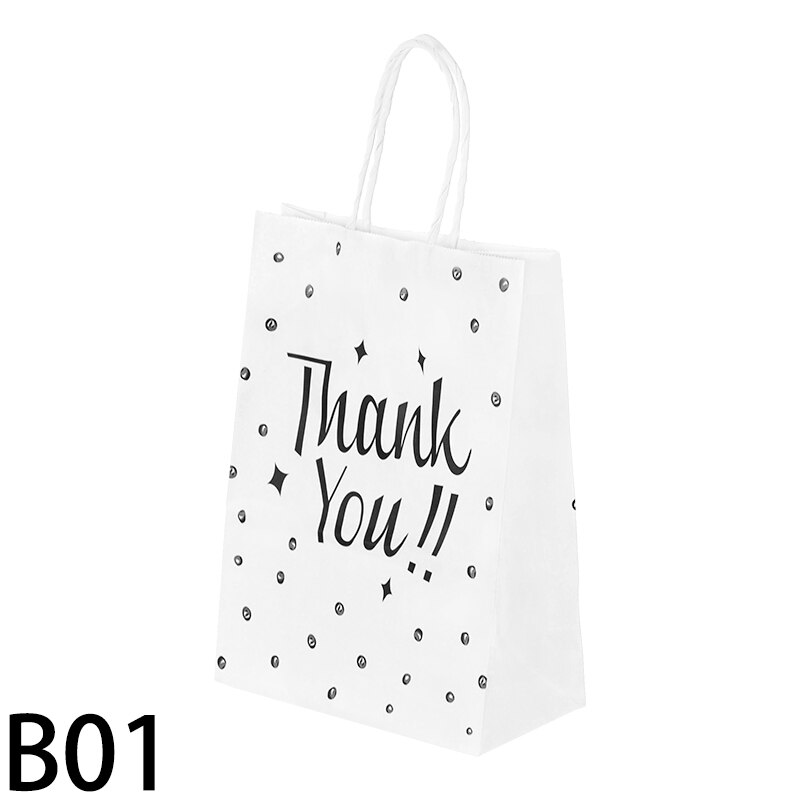 10Pcs 21*8*15Cm Wit Dank U Bag Verpakking Zak Hoge Materiaal Draagbare papieren Zak Bruiloft Decor Supplies: B01-10pcs
