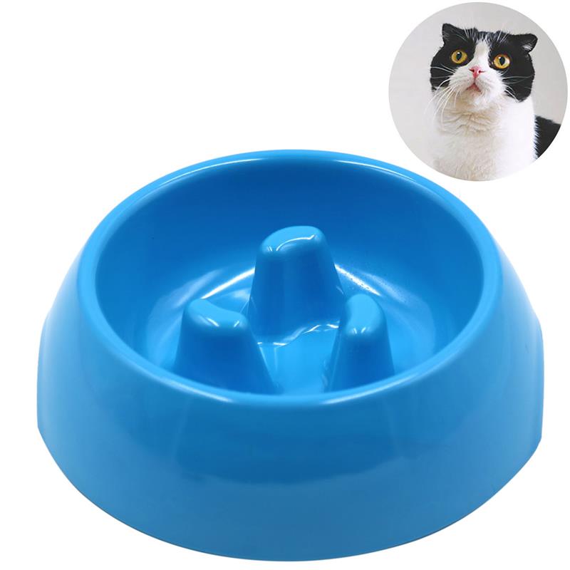 Tazón de perro con impresión lenta, tazón para gatos y cachorros, alimentador de almacenamiento de alimentos con agua, Combo de resina de PP no tóxica de acero inoxidable, cuenca de arroz en 6 colores: Azul