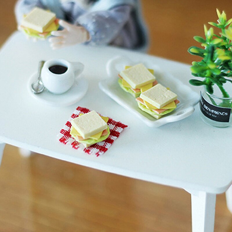 2PCS 1:12 Scale Simulation Cute MINI Dollhouse Miniature Food Accessories Dollhouse Kitchen Food Sandwich