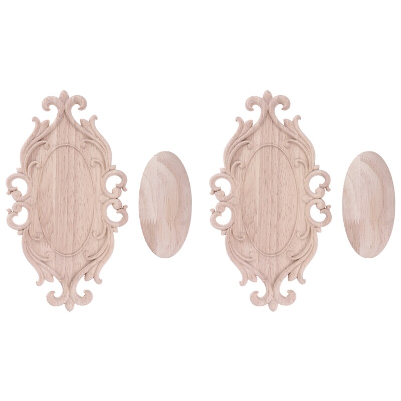Uds. Madera tallada sin pintar flor europea, apliques de incrustación, esquina, muebles, decoración, A0NA: 10