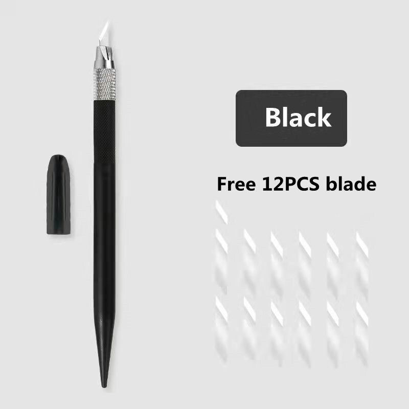 6 colors cutting pen knife cutting paper knife art utility knife express box knife paper cutter art carving knife handmade: black