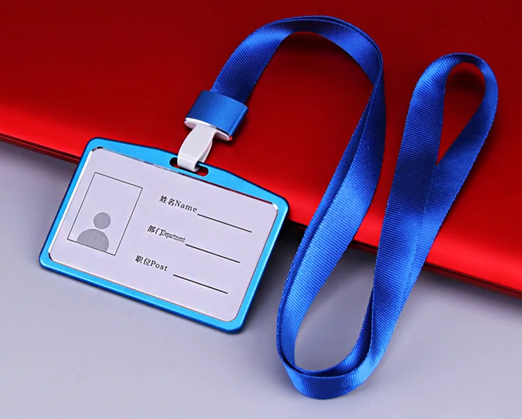 Card Holder Neck Strap with Lanyard Badge Holder Work ID Card Bus Business ID Holders Aluminum Alloy Card Holder Office Supplies: DARK COFFEE