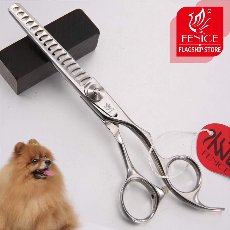 Fenice-Tijeras profesionales para perros, 6 pulgadas, 16 dientes, 70% adelgazamiento, aseo para mascotas, peluquero para animales