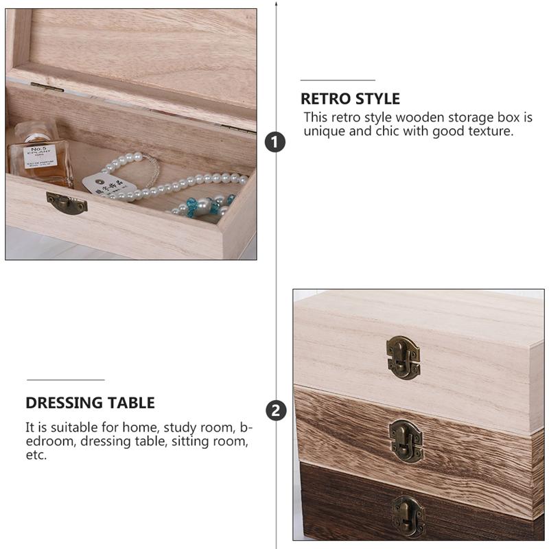 2PCS Wood Box Durable Sturdy Jewelry Storage Box for Shop Home