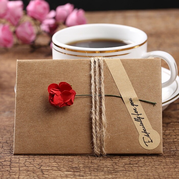 25Pcs/ Big Size DIY Kraft Paper Handmade Dry Flower Invitation Greeting Card with Envelope Christmas Wedding Favors Cards