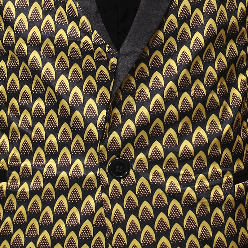 Veste de costume en or brillant pour hommes, col châle, Blazer à un bouton, tenue de mariage d&#39;affaires, Costumes de chanteur sur scène
