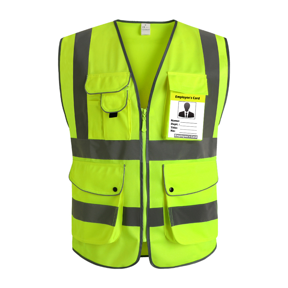 Construction Safety Vest Reflective Work For Men Women Hi Vis Vest With Reflective Stripes Safety Vest Pockets And Zipper: Yellow / L-Chest 128cm