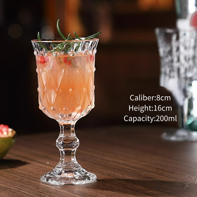 French Style Embossed Champagne Glass Cup Cocktail Glasses Cups Goblet Wine Glass Diamond Liqueur Glasses Drinkware: green