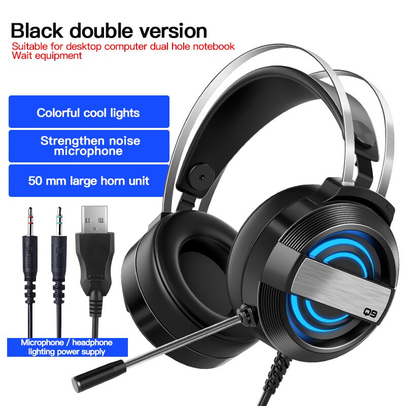 Wired Headset Gamer Oortelefoon Voor Pc PS4 Xbox One Headsets 7.1 Surround Sound Met Hd Microfoon Gaming Overear Laptop gamer: 01