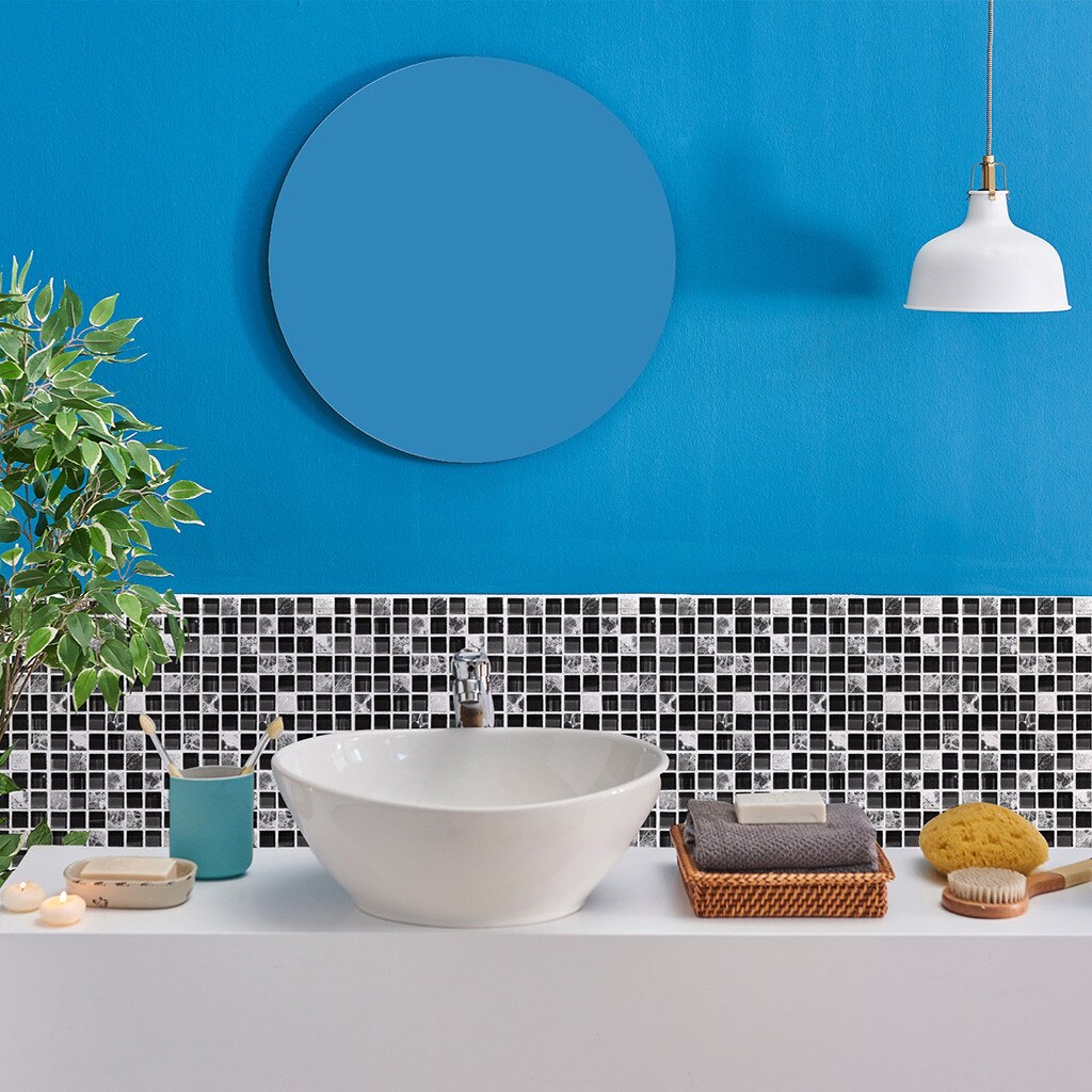 Self Adhesive Mosaic Tile Sticker Kitchen Backsplash Bathroom Wall Tile Stickers Decor Waterproof Wall Pvc Simulation Tiles #LR1