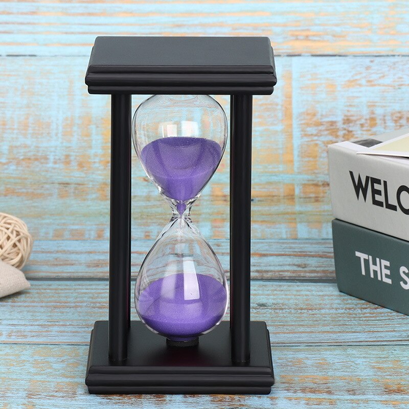 45/60 Minutes Hourglass Sand Timer Kitchen School Modern Wooden Hour Glass Sandglass Sand Clock Tea Timers Home Decoration: Black Purple / 60mins