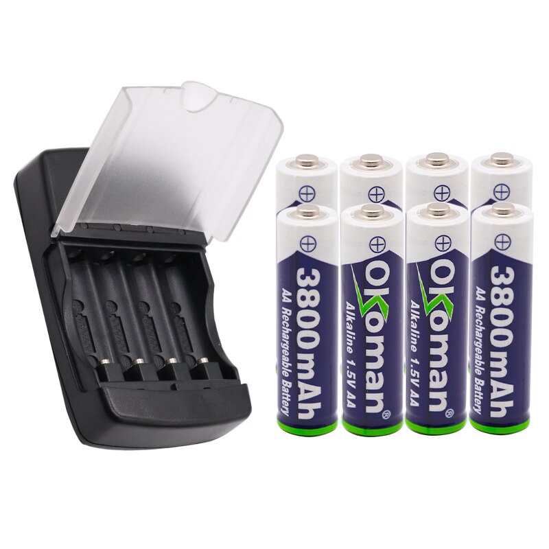 AA 3800mah 1.5V alkaline rechargeable battery for LED light electric toy battery and four-slot alkaline battery charger
