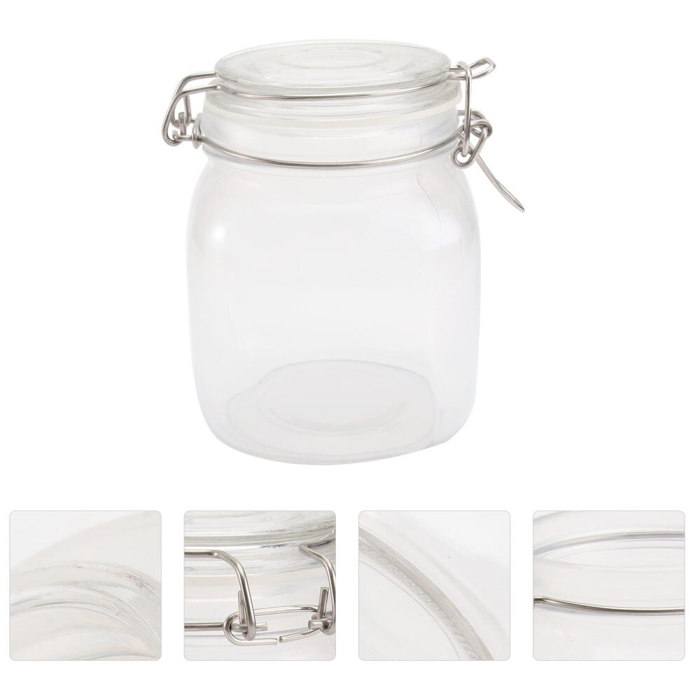 500ML Klare Quadratische Glas Gläser Lagerung Container mit Edelstahl Schnalle für Abdichtung