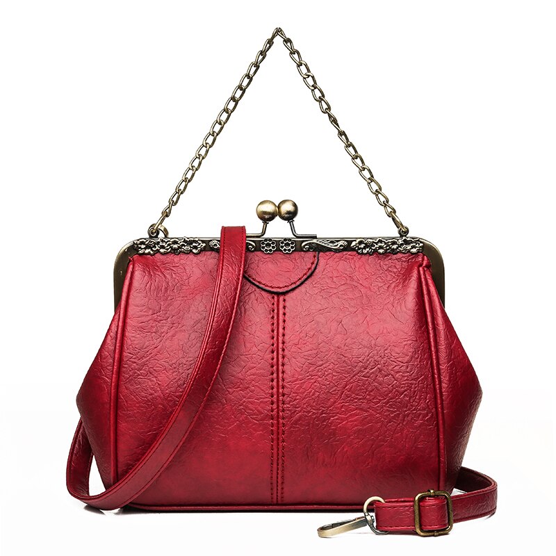 Bolso de cuero de poliuretano para mujer, bandoleras cruzadas, Vintage, suave, de de: Wine red