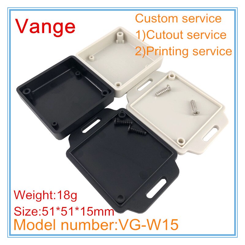 10pcs/lot wall-mounted extrusion box IP54 ABS plastic junction box enclosure for electronic module 51*51*15mm