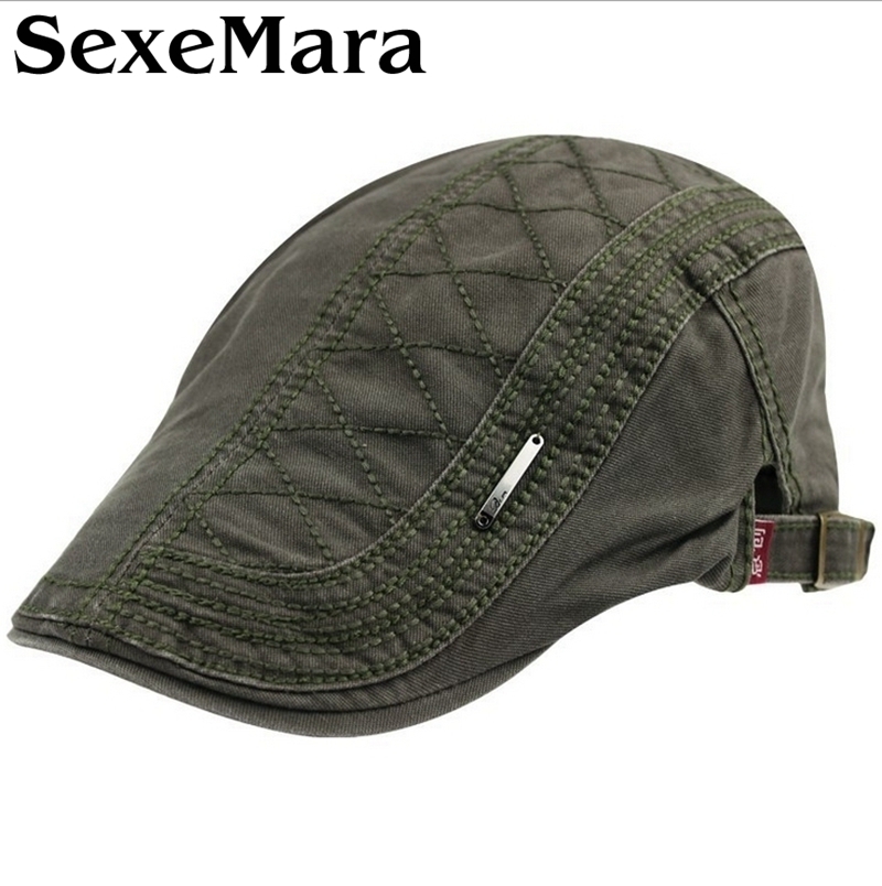 Gorro plano informal de algodón puro para hombre y mujer, boina plana, unisex, para primavera y verano: Army green