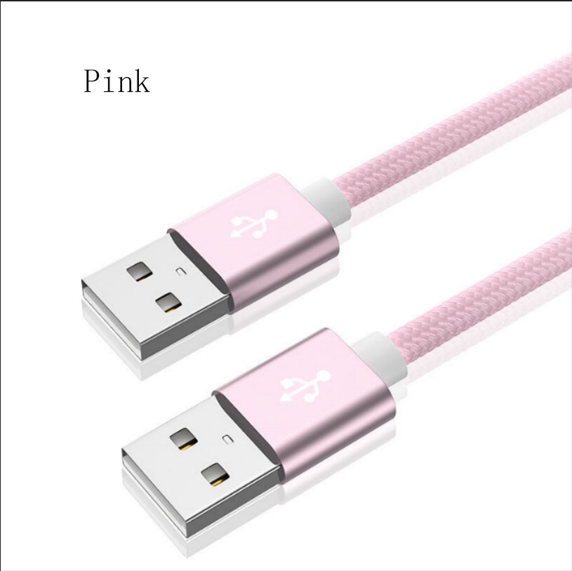 Double head USB public to public data cable mobile hard disk connecting cable U disk extension cable duplicating cable: Pink / 1m