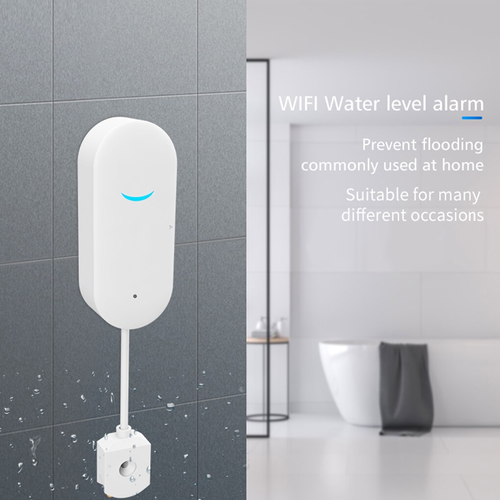 Water Leakage Alarm WiFi Smart Overflow Sensor Home Kitchen Water Leak Detector Bathroom Security Supplies