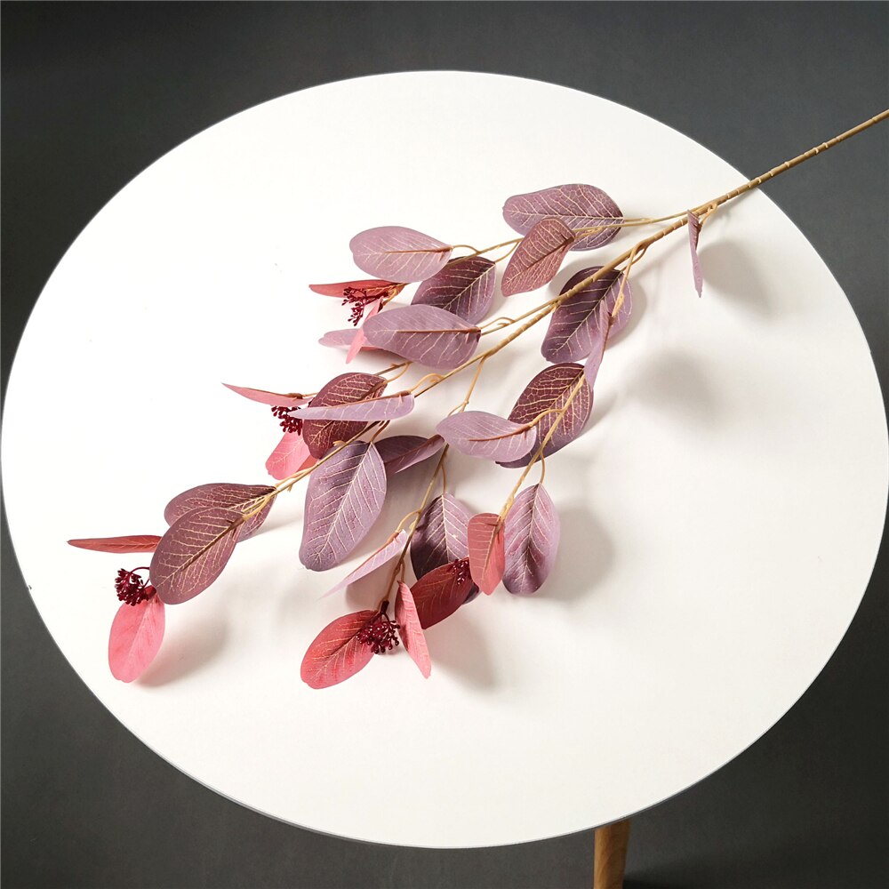 1pc Artificial Flower Simulation Handmade DIY Bouquet Dutch Leaf Bride Dandelion Bridal Bouquet For Home Wedding Vase Decoration: 2pcs autumn red