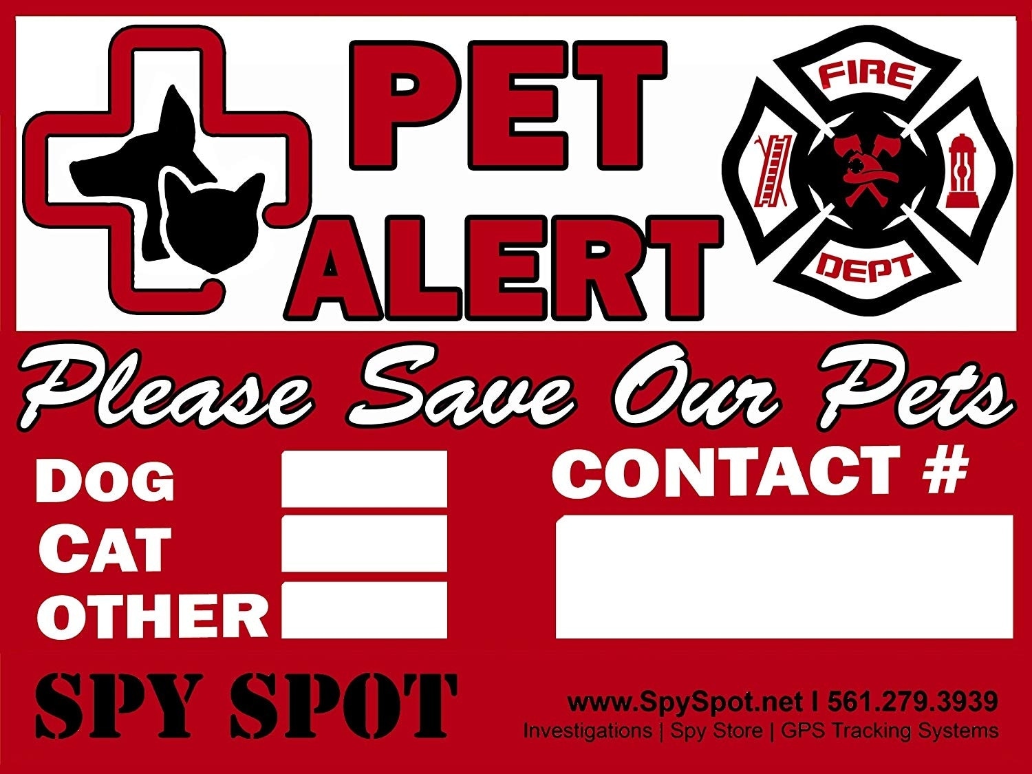 Brand redning kæledyr advarsel vinyl klistermærker "vær venlig at redde vores kæledyr" i tilfælde af brand nødsikkerhed for hund kat fugl