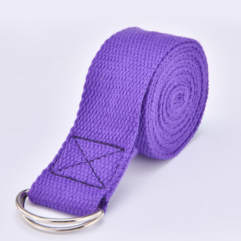 1Pc Yoga Stretch Strap D-Ring Gesp Riem Yoga Riem Fitness Oefening Gym Touw Figuur Taille Been Weerstand fitness Bands: Purple