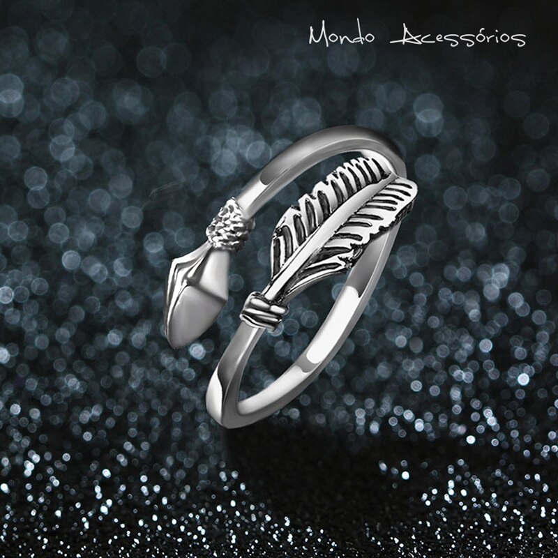 CHUNNUAN 24 Stijl Vintage Veer Ring Mannen Vrouwen Titanium Staal Motorfiets Rock Ring Pauw Veren Pijl Opening Ringen Sieraden Gift-Resizable, T8