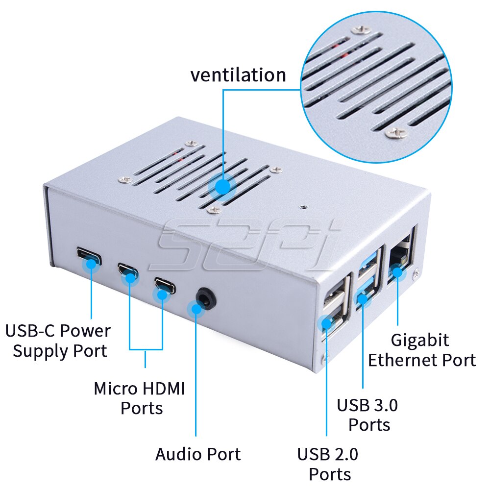 52Pi Version! Iron Alloy Black Metal Case with 4010 Super Cooling Quiet Fan Heatsink for Raspberry Pi 4 B Pi 4 Model B