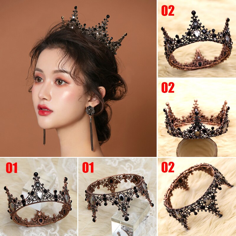 Vrouwen Barokke Steentjes Zwarte Bruid Bruiloft Kronen Bruids Haar Accessoires Shining Charm Prom Queen Kronen AIA99