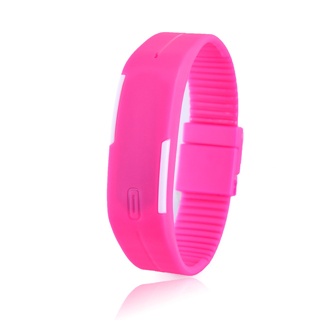 Charmant Horloges Unisex Trendy Vrouwen Siliconen Snoep Kleur Led Sport Armband Touch Digitale Horloge Voor Kinderen: rose red