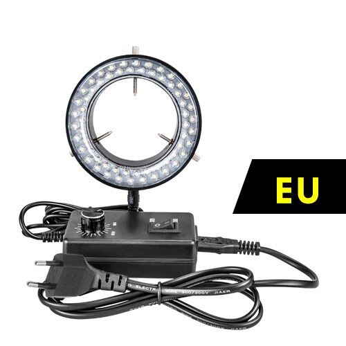 60 LEDs Stereo Microscoop LED Ring Light 4.5W 90-240V Professionele Verlichting Camera Vergrootglas Illuminator Voeding dimmer: EU Plug
