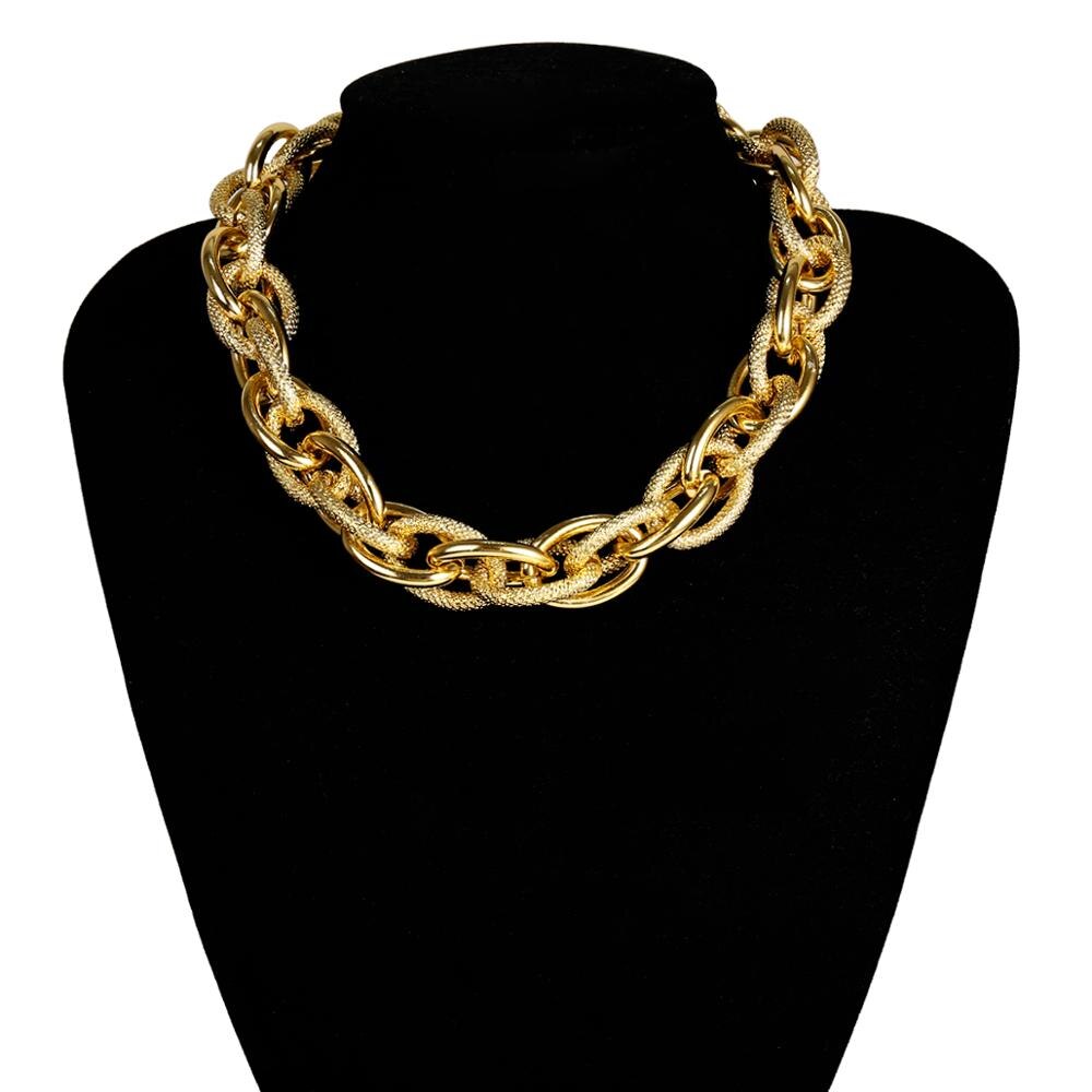 SHIXIN Übertrieben Kubanischen Dicke Kette Halsband Halsketten für Frauen Modeschmuck ErkläSprosse Hals Ketten Collier Weibliche Zubehör: Halsband S02-1-1