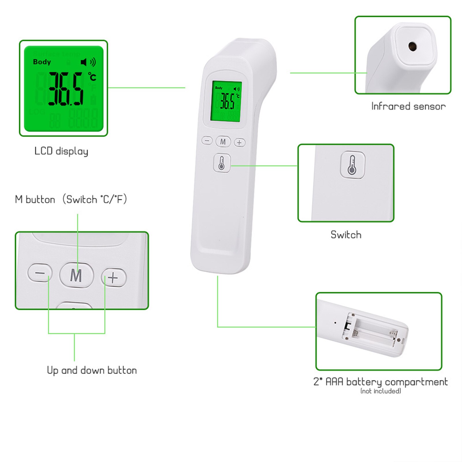 Wrist Blood Pressure Monitor LCD Display Tonometer + Finger Oximetry spo2 Finger Clip Heart Rate Monitor + Digital Thermometer
