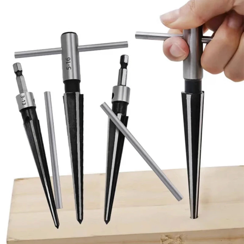 Alésoir conique à tige ronde de 5 à 16mm, outil pour le travail du bois, trou de chanfrein de 3 à 13mm, perçage extensible pour planche de bois, version améliorée 2025