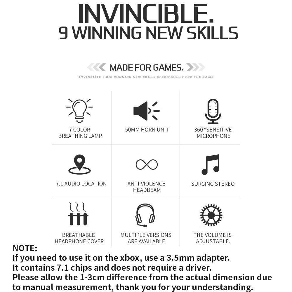 Virtual 7.1 surround sound gaming headset led usb /3.5mm bekabelde hoofdtelefoon met microfoon volumeregeling voor xbox pc gamer