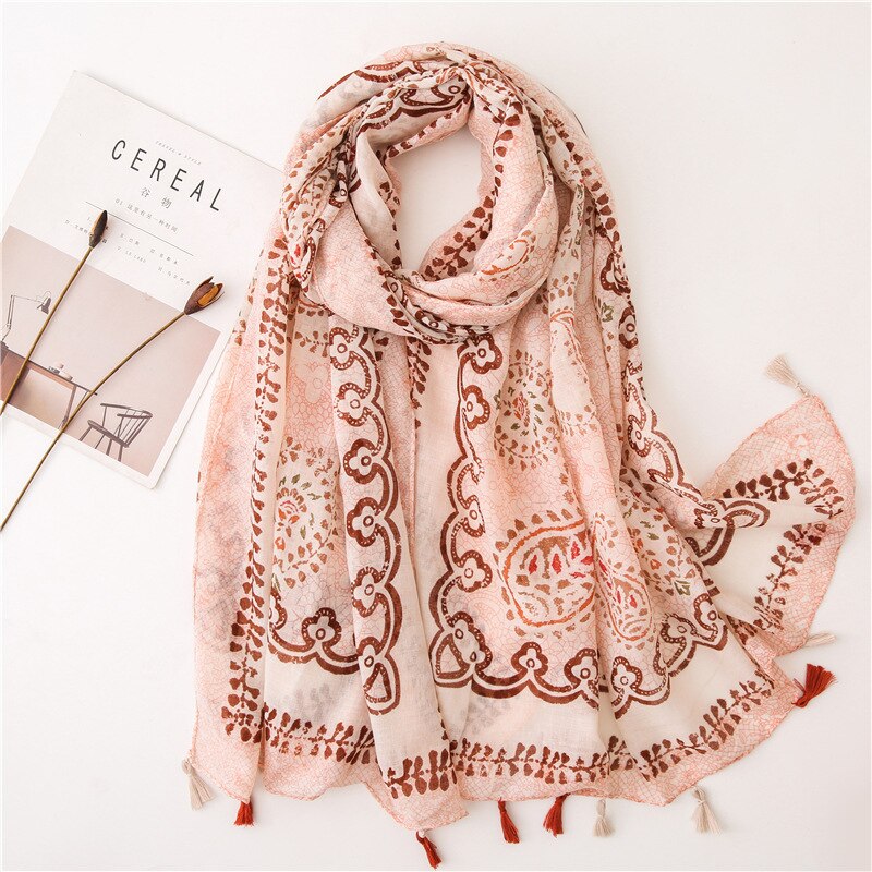 Foulard à pompon en coton pour femme, écharpe en lin à fleur, paréo pour la plage, Hijab, écharpe d'été,: 20