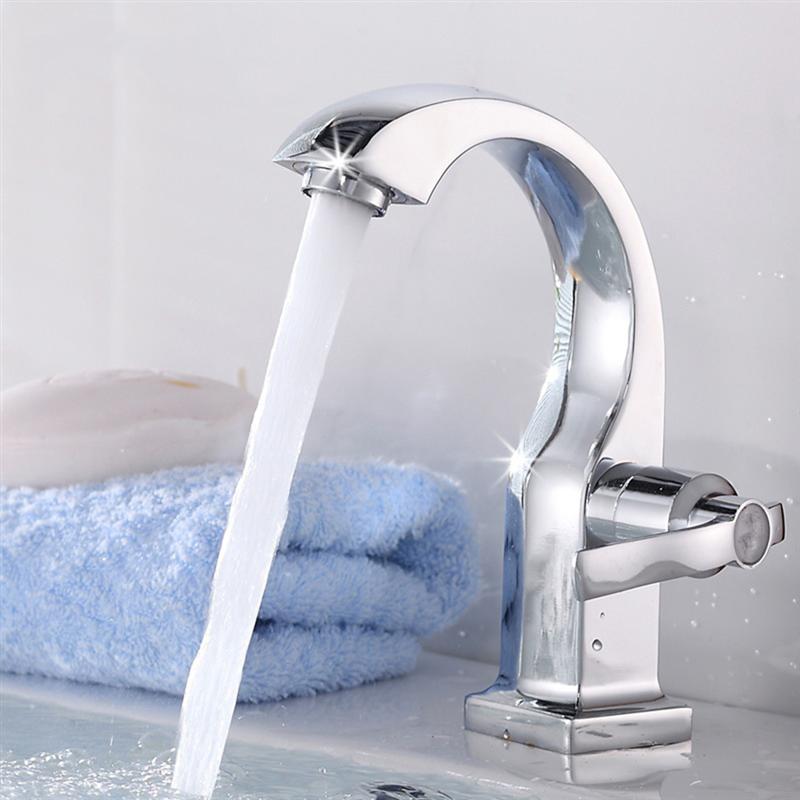 1 Pc Kraan Duurzaam Eenvoudige Zilver Wastafel Water Enkel Gat Water Tap Sink Water Wastafel Klep Voor Badkamer Keuken