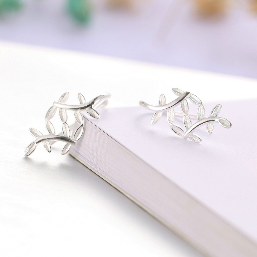 MoBuy Leaves 925 Sterling Silver Hoops Women Earrings Simple Nature Style Boutique Jewelry MBEY071