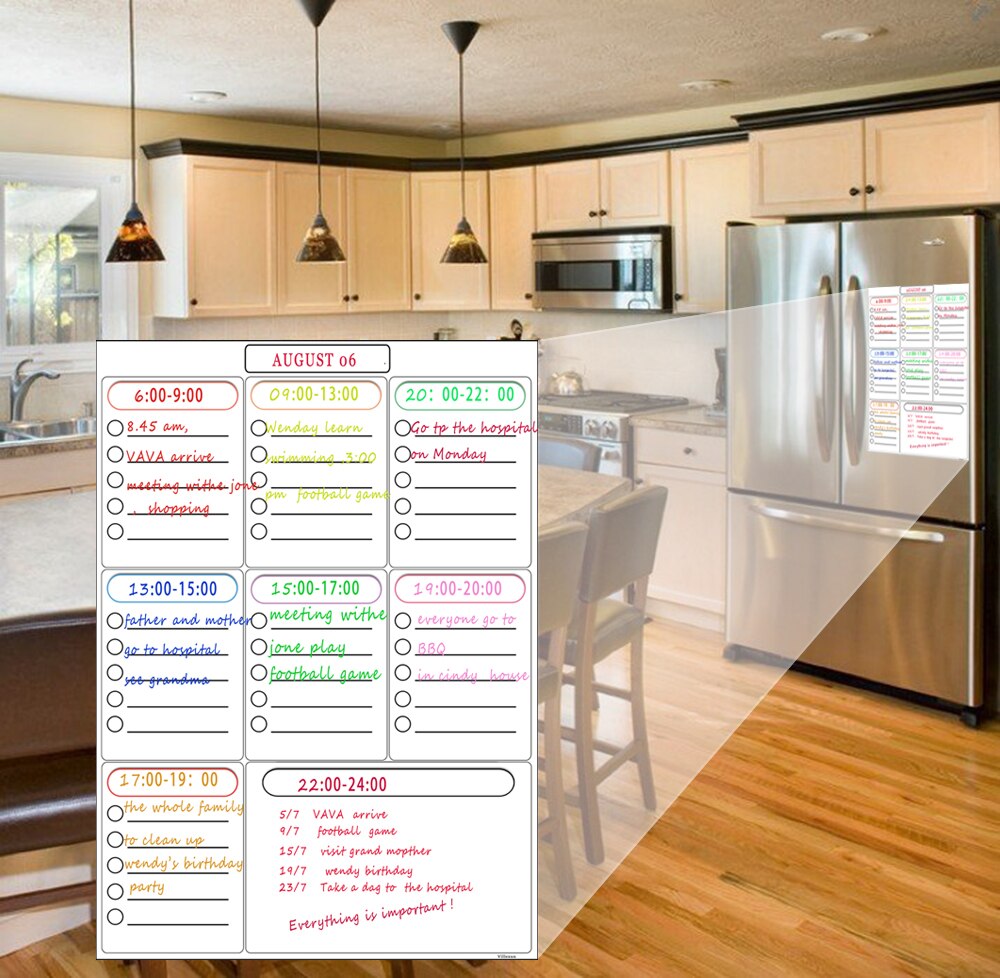 3 penne magnetisk ugentlig planner whiteboard til køleskab, tør slette tavler kalender familie måltid planner memo board indkøbsliste