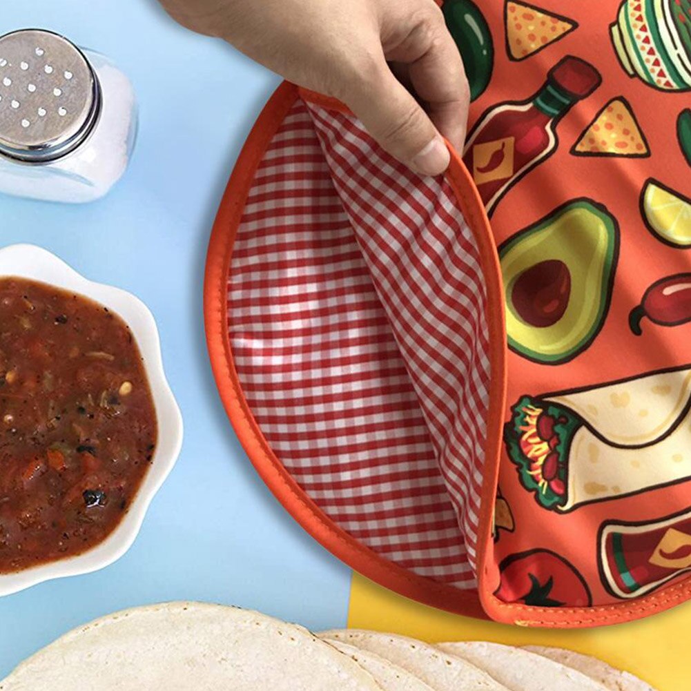 12 tommer burrito tortilla varmepose hjem varmebestandigt mel trykt mad køkken kludpose til mikrobølge bærbar taco
