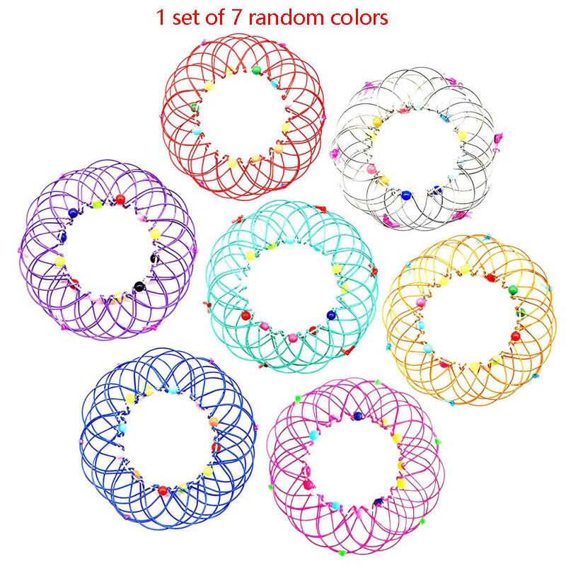 7Pcs Magic Mandala Bloem Mand Speelgoed Magic Loops Draad Fidget Speelgoed Flexibele Mand Zachte Magische Speelgoed Voor Volwassenen Kids