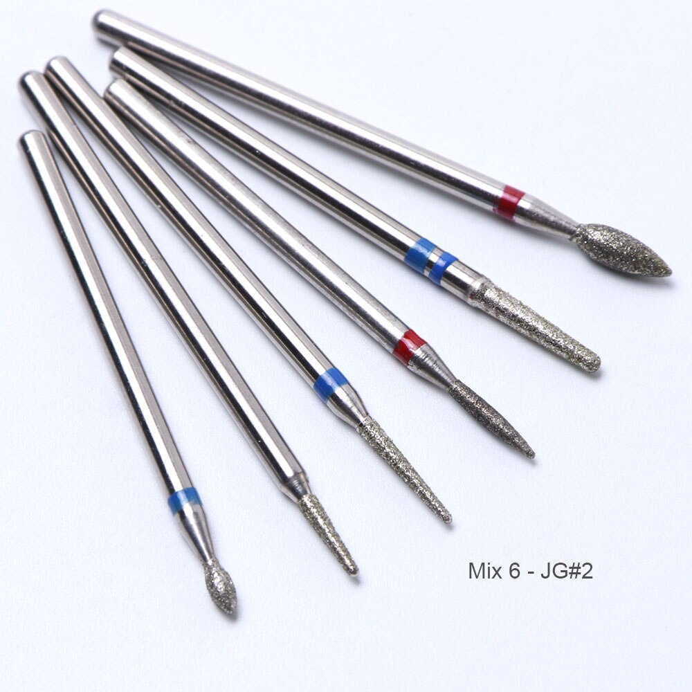 Uds diamante cortadores para uñas de manicura brocas Rotary Burr de archivos Molino de cepillo eléctrico amoladora corindón herramientas BEJG: Mix 6-JG02