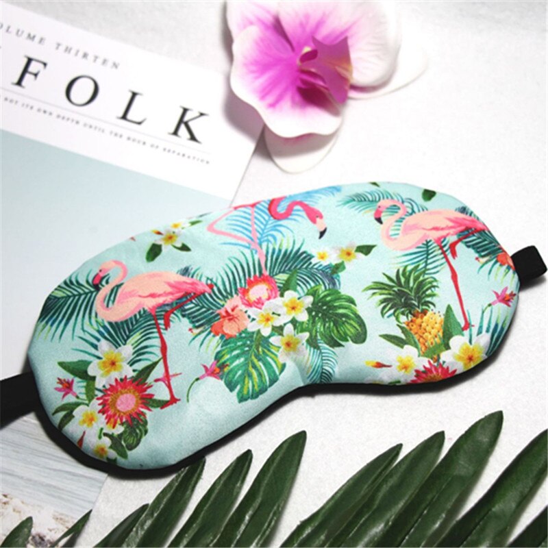 Máscara antifaz para dormir para niños, Parche de algodón para los ojos, bonita cubierta para los ojos, banda de descanso ojo, ayuda para dormir: Blue Flamingo