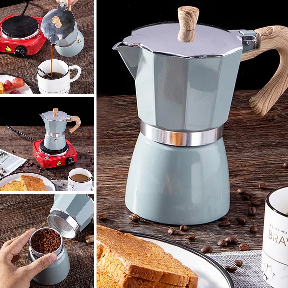 150/300ml koffiezetapparaat aluminium mokka koffiezetapparaat mokka espresso percolator pot koffiezetapparaat fornuis koffiezetapparaat voor keuken